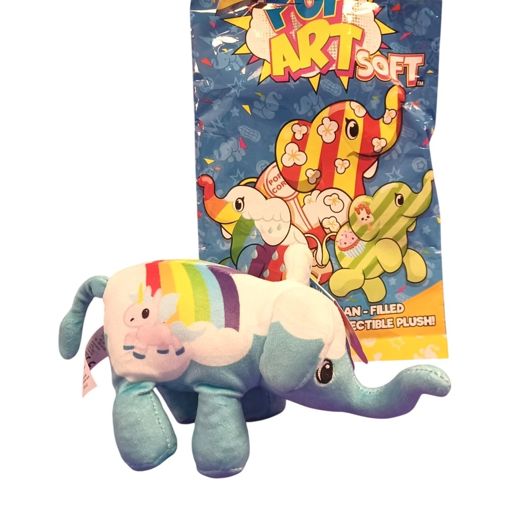 NOB Pop Art Soft ELECORN Unicorn Rainbow Mini Elephant Bean Filled Mystery Plush